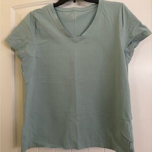 Light Blue V-Neck Women's Top